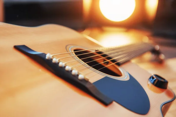 Dettaglio Chitarra Classica Con Bassa Profondità Campo — Foto Stock