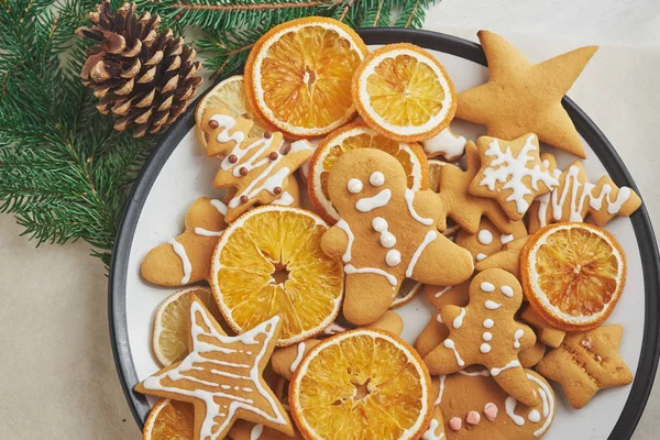 Weihnachten Honigkekse Mit Orange Frohes Neues Jahr — Stockfoto