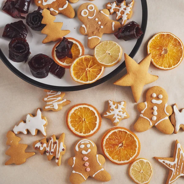 Christmas Honey Biscuits Orange Christmas Cookies — Stock Photo, Image