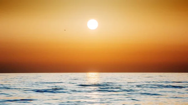 Oranje Zonsondergang Boven Zee Schoonheidswereld — Stockfoto