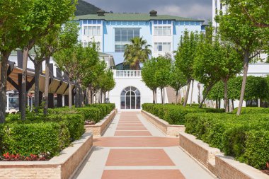 Amara Dolce Vita Lüks Oteli 'nde yürüyüş ve spor için güzel bir set. Alanya Türkiye.