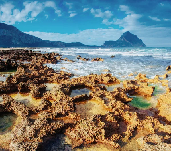 Spring Panorama Sea Coast City Trapany Sicily Italy Europe — Stock Photo, Image