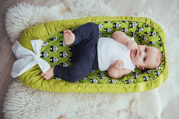 Bedding Children Baby Sleeps Bed Healthy Little Baby Soon Birth — Stock Photo, Image