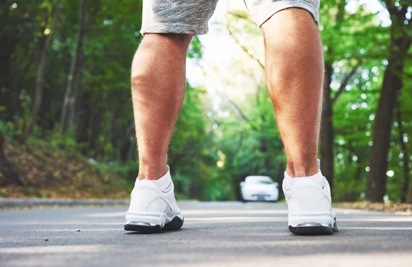 Utomhus Löpning Koncept För Träning Fitness Och Hälsosam Livsstil Närbild — Stockfoto
