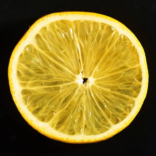 Fresh Juicy Slices Lemon Black Background — Stock Photo, Image