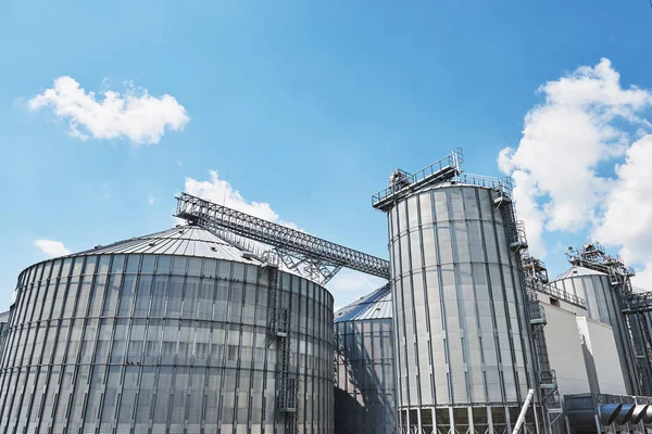 Silos Agrícolas Edificio Exterior Almacenamiento Secado Granos Trigo Maíz Soja — Foto de Stock