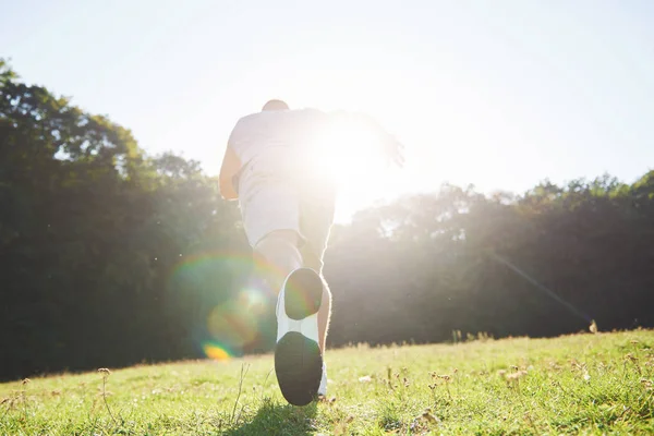 Outdoor Cross Country Running Summer Sunshine Concept Exercising Fitness Healthy — ストック写真