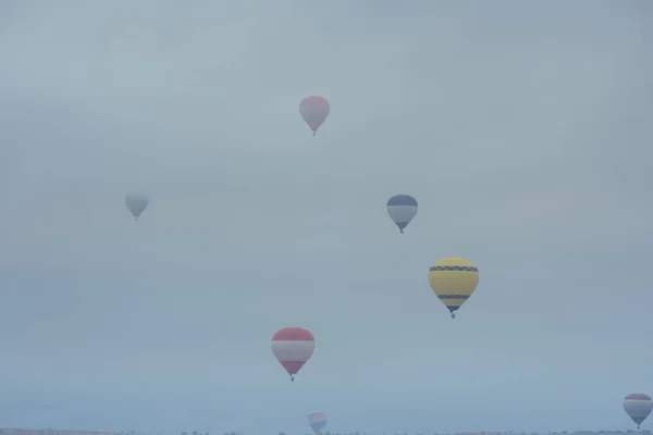 Balloon Foggy Morning Cappadocia Turkey Blurred Images — Stock Photo, Image