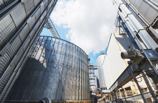 Silos Agrícolas Edificio Exterior Almacenamiento Secado Granos Trigo Maíz Soja — Foto de Stock