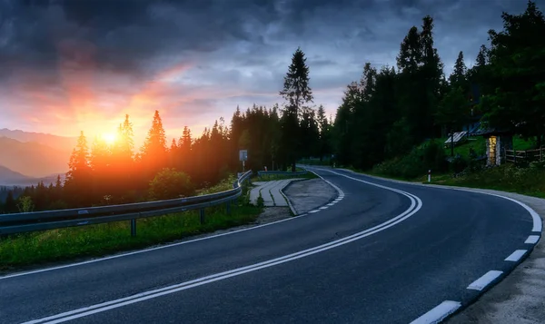 Asphalt Road Sea Sunset — Stock Photo, Image