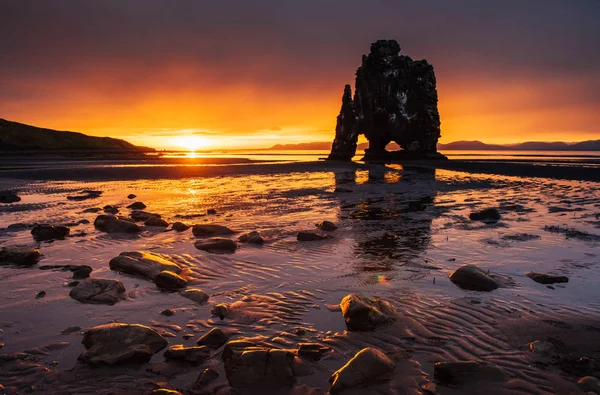 Spectacular Rock Sea Northern Coast Iceland Legends Say Petrified Troll — Stock Photo, Image
