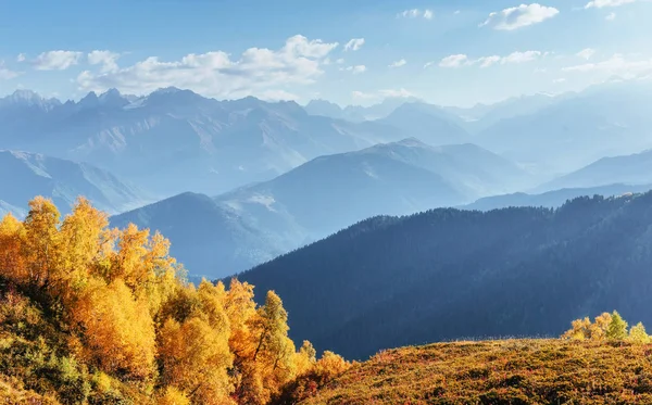 Paksu Sumu Vuoristosolalla Goulet Georgia Svaneti Kaukasuksen Vuoret — kuvapankkivalokuva