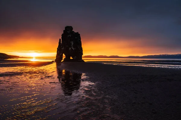 Spectacular Rock Sea Northern Coast Iceland Legends Say Petrified Troll — Stock Photo, Image