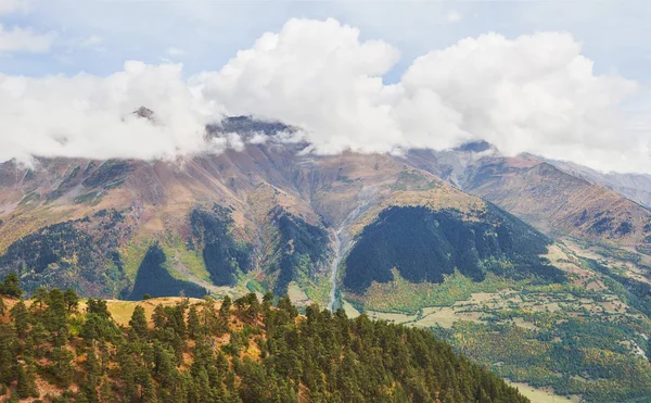 山上浓雾古利特 秋天的风景 乔治亚 上斯瓦涅季亚欧洲 高加索山脉 — 图库照片