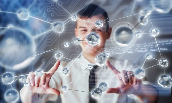 Innovatieve Technologieën Wetenschap Geneeskunde Technologie Verbinding Maken Het Begrip Veiligheid — Stockfoto
