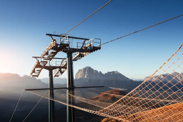 Turismo Estremo Funivia Sulle Colline Dolomitiche Seceda — Foto Stock