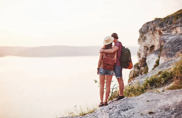 Far Away Young Couple Have Decided Spend Holiday Active Way — Stock Photo, Image