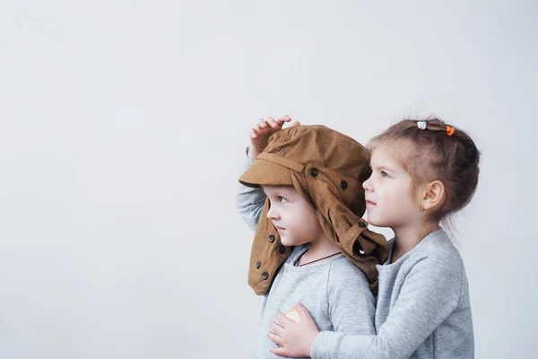 Playful Childhood Little Boy Having Fun Cardboard Box Boy Pretending — Stock Photo, Image