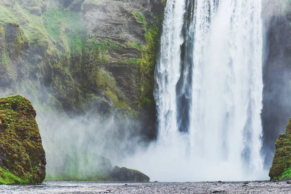 Великий Водоспад Skogafoss Південь Від Ісландії Поблизу Міста Skogar Драматичні — стокове фото