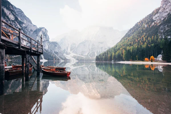 Chapel Right Coast Good Landscape Mountains Touristic Place Wooden Building — Stock Photo, Image