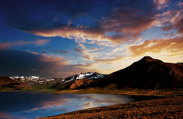 Tramonto Panoramico Sul Lago Myvatn Nel Nord Dell Islanda — Foto Stock