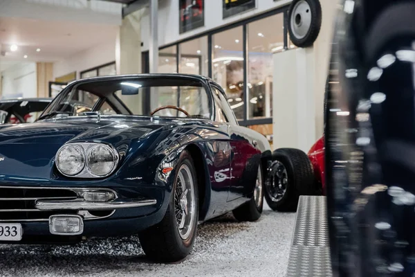 Sinsheim Duitsland Oktober 2018 Techniekmuseum Stelletje Retro Auto Blauw Vintage — Stockfoto