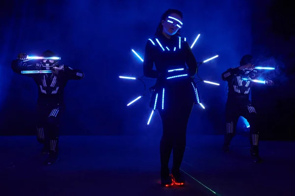 Laser Show Performance Dancers Led Suits Led Lamp Very Beautiful — ストック写真