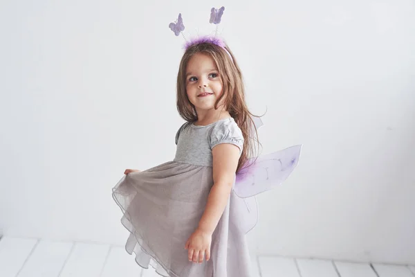 Uno Sguardo Sogno Immaginazione Una Cosa Potente Bella Bambina Costume — Foto Stock