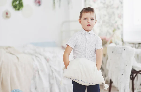Little Boy White Shirt Pillow — Stock Photo, Image
