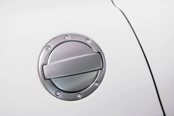 Close Shot Chrome Fuel Tank Cover Gas Filler Cap White — Stock Photo, Image