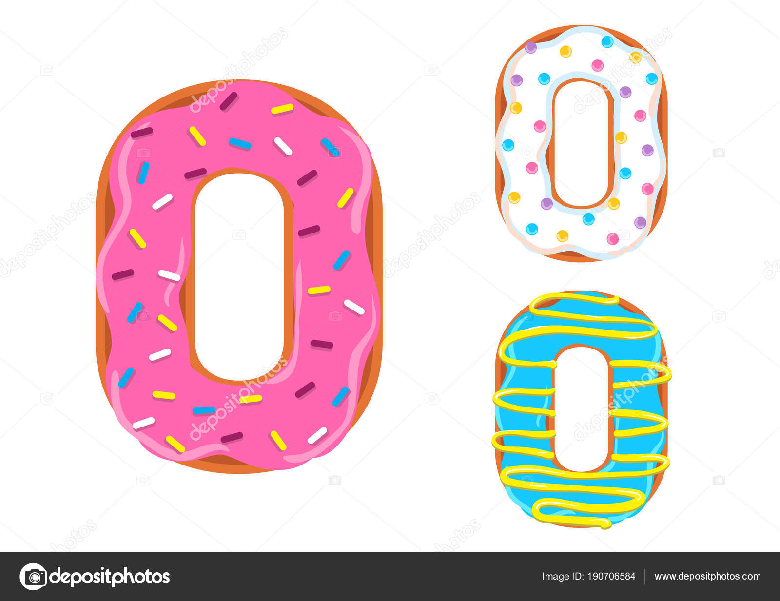 Download Vetor de rosquinha doce fonte. Número 0 — Vetores de Stock ...