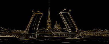 Peter ve Paul Fortress. Asma köprü, Saint Petersburg sembolü,