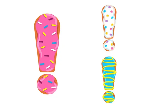 Sweet donut font vector. exclamation mark — Stock Vector