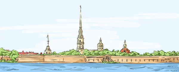 Peter and Paul Fortress. Symbol of Saint Petersburg, Russia. — Stock Vector