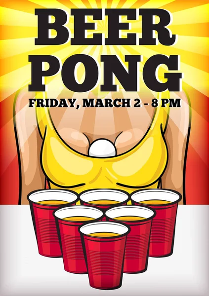 Beer pong party plakat wektor. — Wektor stockowy