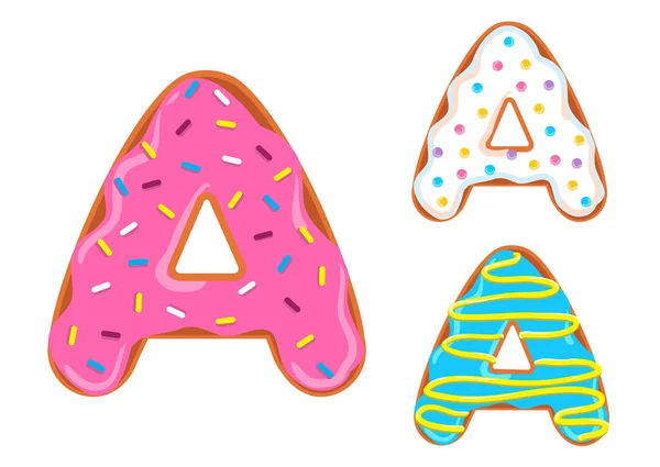 Γλυκά ντόνατ γραμματοσειρά. Γράμμα A — Διανυσματικό Αρχείο