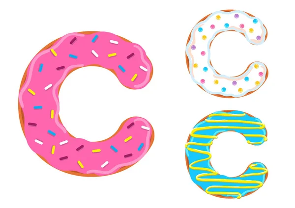 Donut font vecteur. Lettre de motivation — Image vectorielle