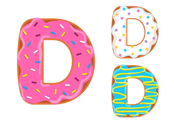 Donut font vecteur. Lettre D — Image vectorielle