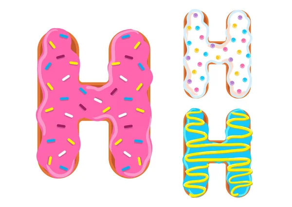 Donut font vecteur. Lettre H — Image vectorielle