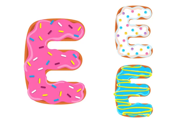 Zoete Donut Lettertype Vector Letter — Stockvector