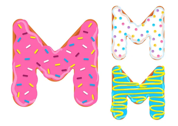 Donut font vecteur. Lettre M — Image vectorielle