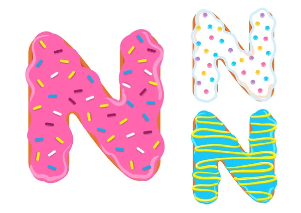 Donut font vecteur. Lettre N — Image vectorielle
