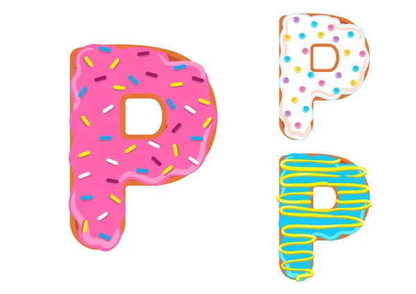 Donut font vecteur. Lettre P — Image vectorielle