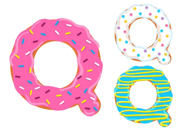 Donut font vecteur. Lettre Q — Image vectorielle