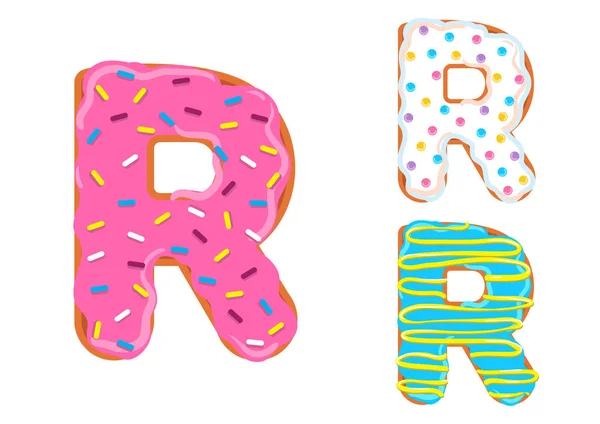 Donut font vecteur. Lettre R — Image vectorielle