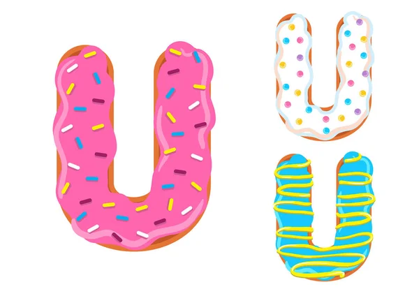Ντόνατ γραμματοσειρά διάνυσμα. Γράμμα U — Διανυσματικό Αρχείο