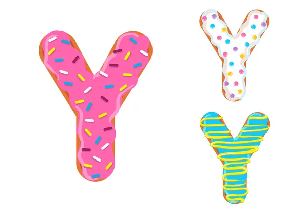 Donut font vector. Letter Y — Stock Vector