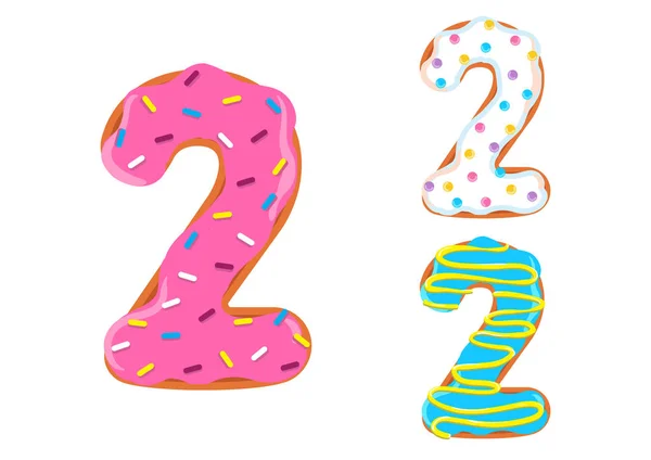 Donut font vecteur. Numéro 2 — Image vectorielle