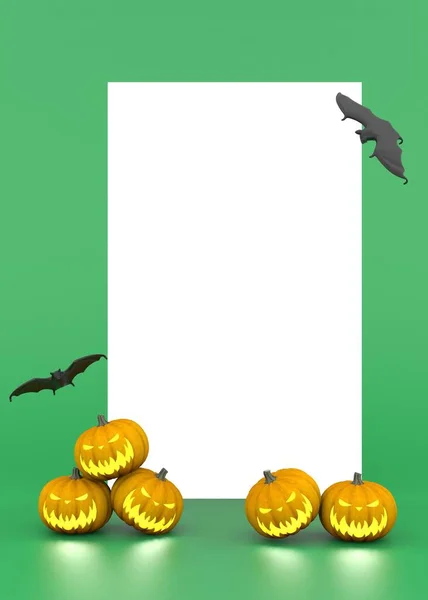 Prázdná Bílá Halloween Karta Dýněmi Pálkou Pozvánka Plakát — Stock fotografie