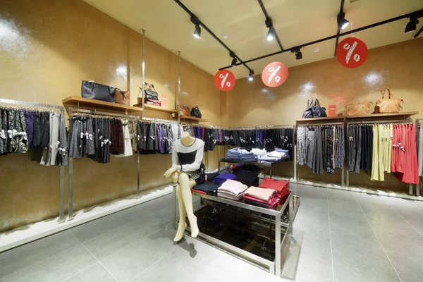 Brand new interior of cloth store — Stock Photo, Image